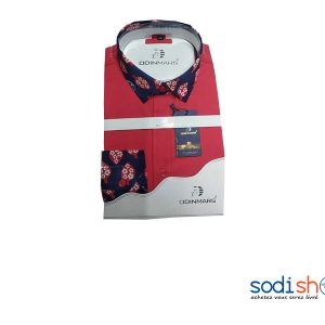 Chemise Homme Double Tons Imprimé Rouge  BC00103