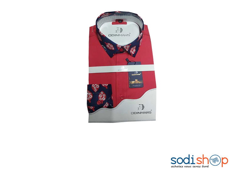 Chemise Homme Double Tons Imprimé Rouge BC00103