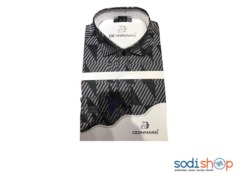 Chemise Manche Longue Pour Homme Motif Imprimé Couleur Noire BC00103