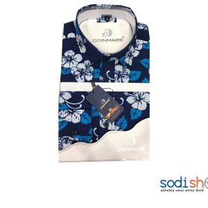Chemise à Fleur Pour Homme Manche Longue Bleu et Blanc BC00103