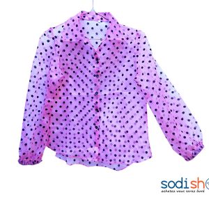 Chemisier Vêtement Femme Imprimé à Pois Couleur Rose KT00102
