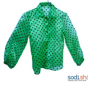 Chemisier Vêtement Femme Imprimé à Pois Couleur Verte KT00102