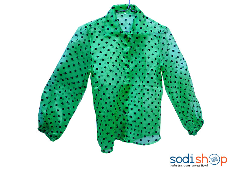 Chemisier Vêtement Femme Imprimé à Pois Couleur Verte KT00102