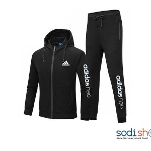 Ensemble Adidas Sweat à Capuche + Pantalon Jogging - Couleur Noir Blanc WA0021