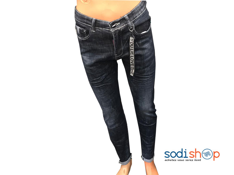 Jean Pour Homme Design Classique Coupe Slim – Couleur Bleu Noir BJ00100