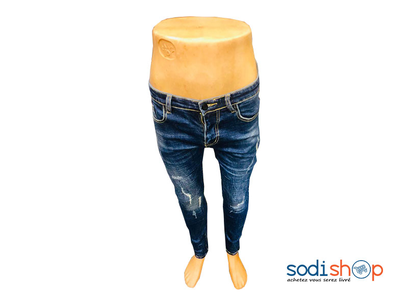 Jean Pour Homme Effet Délavé Coupe Slim - Couleur Bleu BJ00100