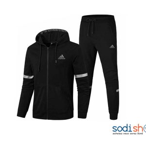 Ensemble Adidas Sweat à Capuche + Pantalon Jogging - Couleur Noir Gris WA0021