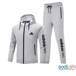 Ensemble Adidas Sweat à Capuche + Pantalon Jogging - Couleur Gris Noir WA0021