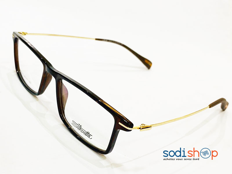 Lunette Silhouette Forme Rectangle Haute Qualité - Couleur Marron Or DL00106
