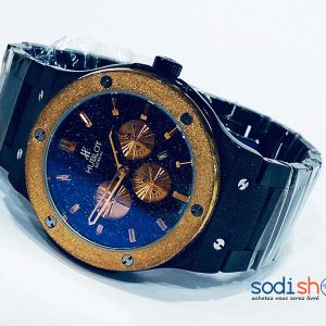 Montre à Quartz Hublot Pour Homme Bracelet en Acier - Couleur Noir Or DL00106