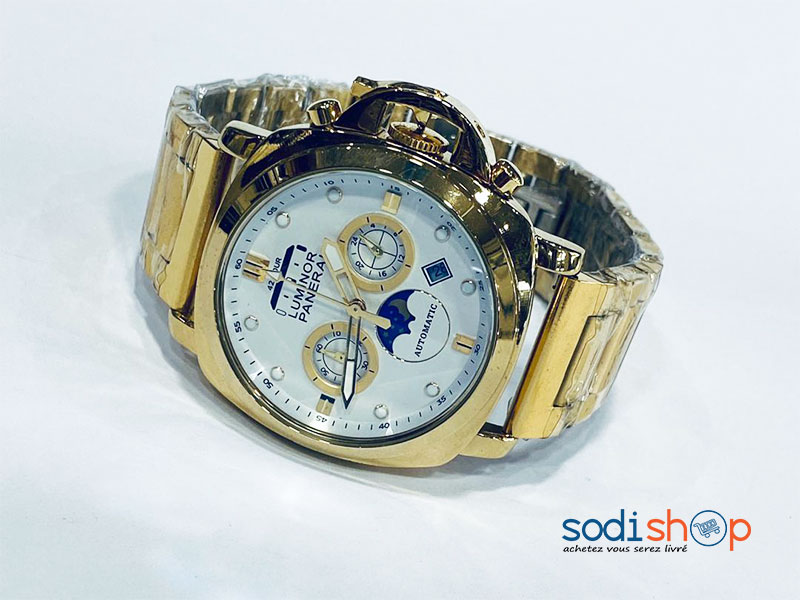 Montre Homme Luminor Panerai - Bracelet en Acier Couleur Or DL00106