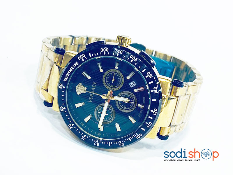Versace Montre Homme Indicateur de Date - Couleur Noir Or DL00106