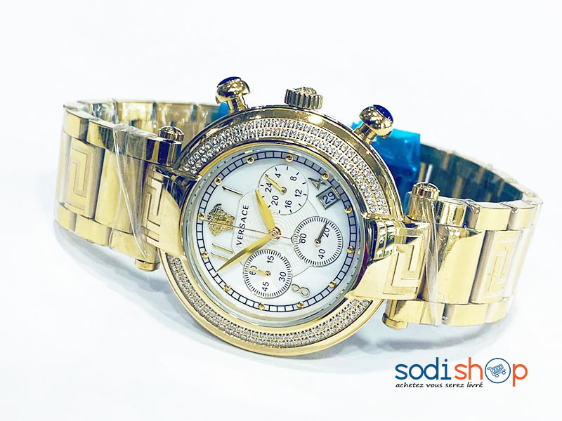 Montre Versace Design Eclatant Indicateur de Date - Couleur Or DL00106