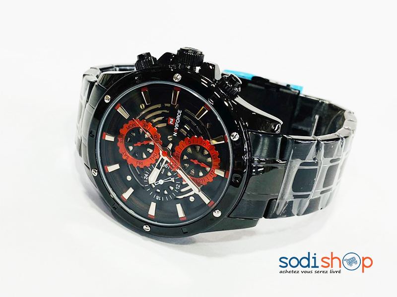 Naviforce Montre à Cadran Analogique Indicateur de Date Bracelet à Maillons - Couleur Noir DL00106