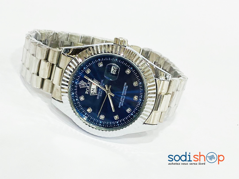 Montre Rolex Conception Luxueuse Indicateur de Date - Couleur Argent Bleu DL00106