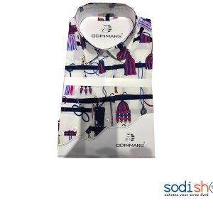 OdinMars Chemise Pour Homme à Motif Couleur Blanche et Rose BC00103