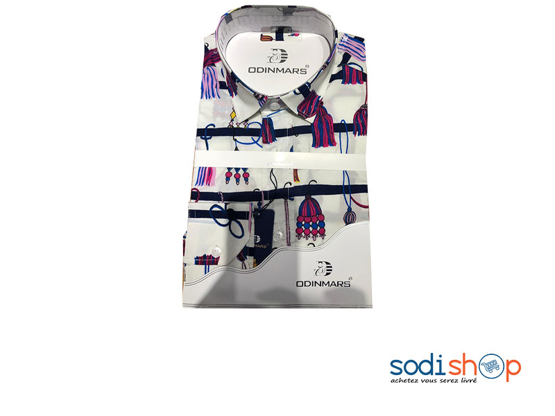 OdinMars Chemise Pour Homme à Motif Couleur Blanche et Rose BC00103
