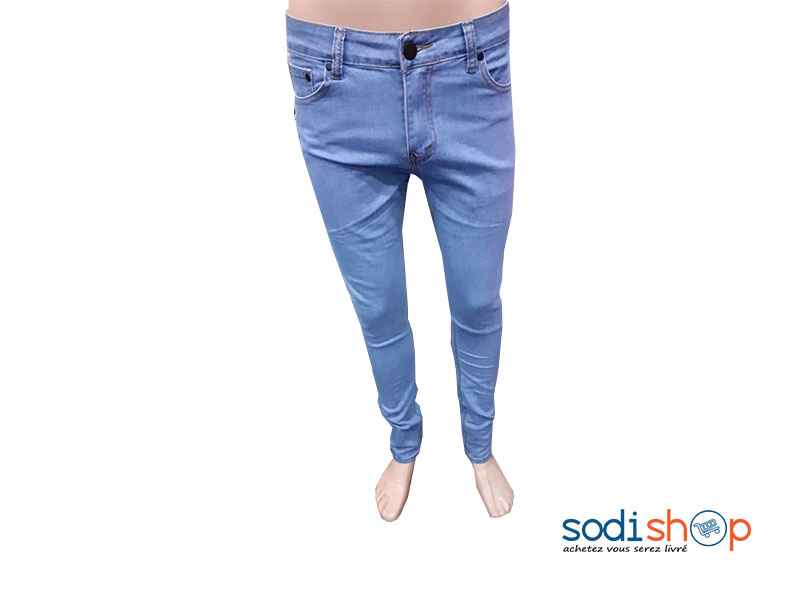 Jean Slim Couleur Bleu Ciel Haute Qualité - Pour Homme BJ00100