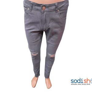 Pantalon Slim Blessé Couleur Grise BJ00100