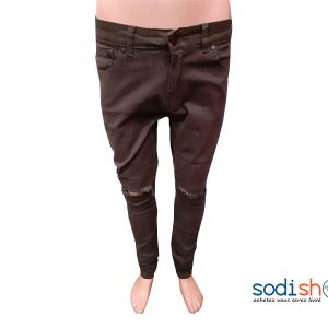 Pantalon Slim Blessé Couleur Marron BJ00100
