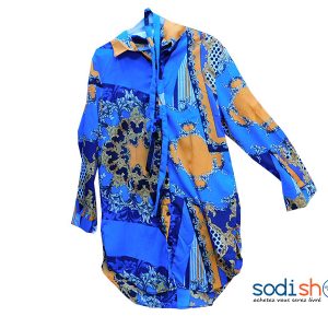 Robe Chemisier à Manche Longue Pour Femme Couleur Bleue KT00102