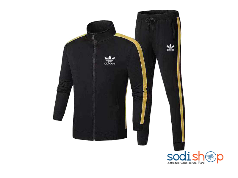 Survêtement Complet Jooging Adidas Pour Homme et Femme Couleur Noir et Jaune WA0021