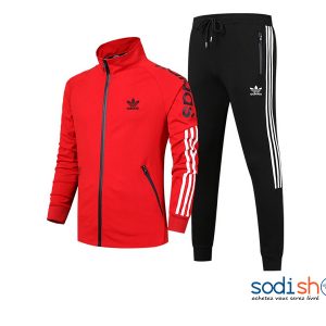 Survêtement Complet Jooging Adidas Pour Homme et Femme Couleur Noir et Rouge WA0021