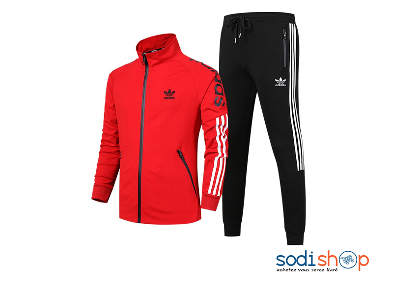 Survêtement Complet Jooging Adidas Pour Homme et Femme Couleur Noir et Rouge WA0021
