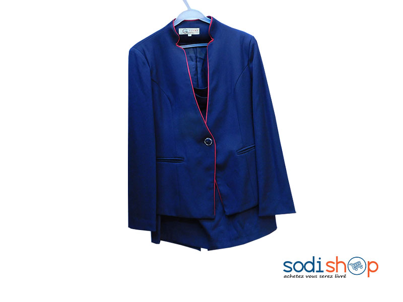 Veste Smoking Complet Jupe Pour Femme Couleur Bleue Marine KT00102