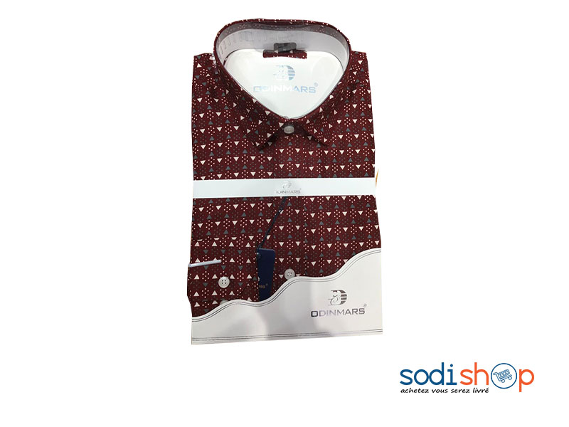 Chemise à Motif OdinMars - Couleur Bordeaux Pour Homme BC00103
