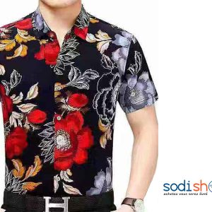 OdinMars Chemise Multicolore Motif Floral Design Stylé - Pour Homme BC00103
