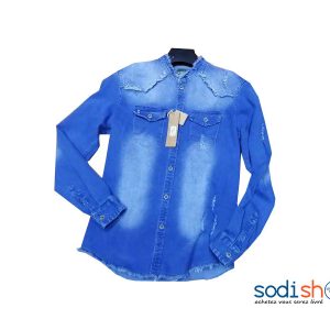 Chemise en Jean Effet Délavé Haute Qualité - Couleur Bleu GB00104