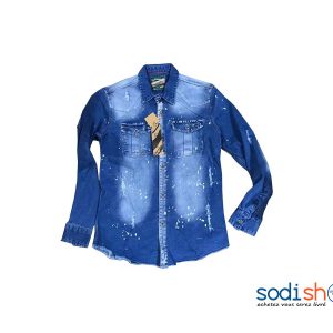 Chemise en Jean Design Spécial Deux Tons - Couleur Bleu GB00104