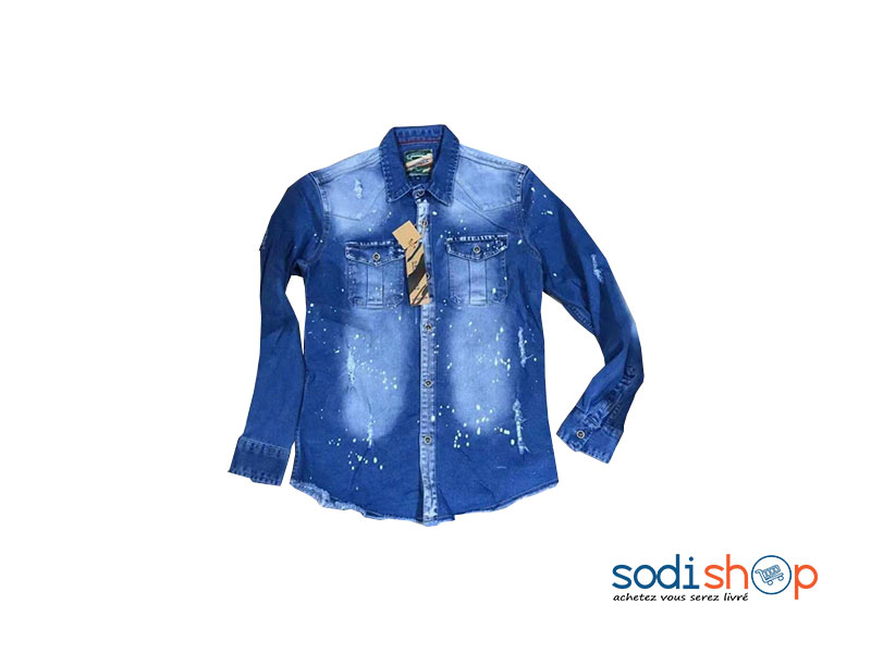 Chemise en Jean Design Spécial Deux Tons - Couleur Bleu GB00104