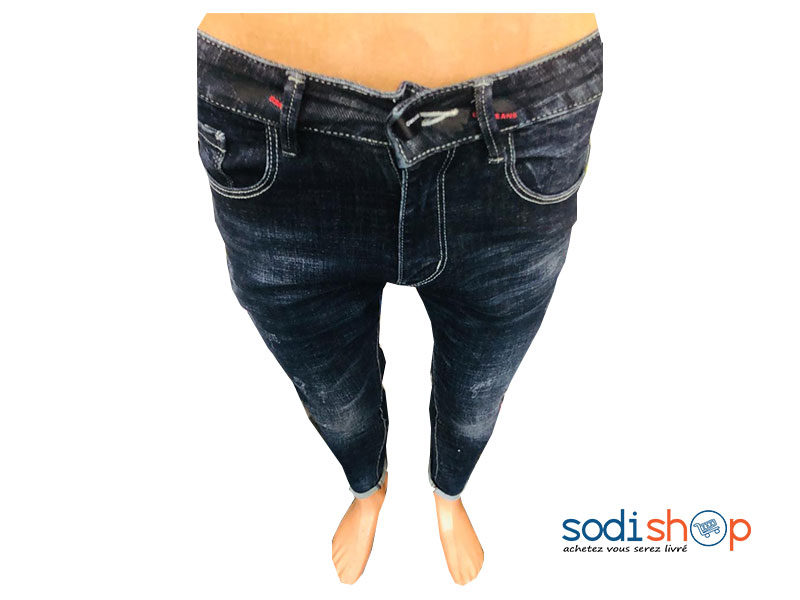 Jean Slim Tissu Confortable - Couleur Bleu Noir Pour Homme BJ00100