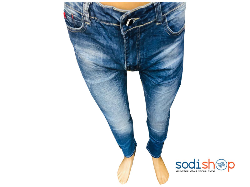 Jean Slim Coupe Moderne Haute Qualité - Couleur Bleu Blanc Pour Homme BJ00100
