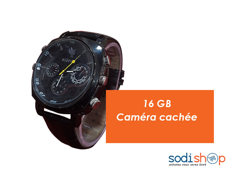 Faretti Montre Multifonction avec Camera Espion Full HD 16Go - Style Luxueux Indicateur de Date SODI00