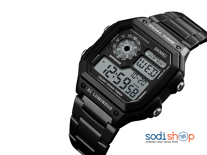 SKMEI 1335 Montre Sport Cadran Numérique Indicateur de Date Résistant à l’Eau Alarme - Couleur Noir Pour Homme DL00106 – Image 2
