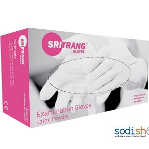 Gants d’Examen en Latex Poudrés SRITRANG Gloves - ISO 9001 Haute Qualité Boite de 100Pièces MK00101