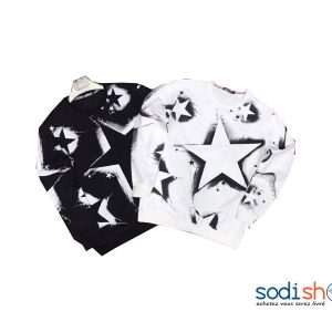Pull Blanc Tissu en Coton Motifs Etoiles - BJ00100