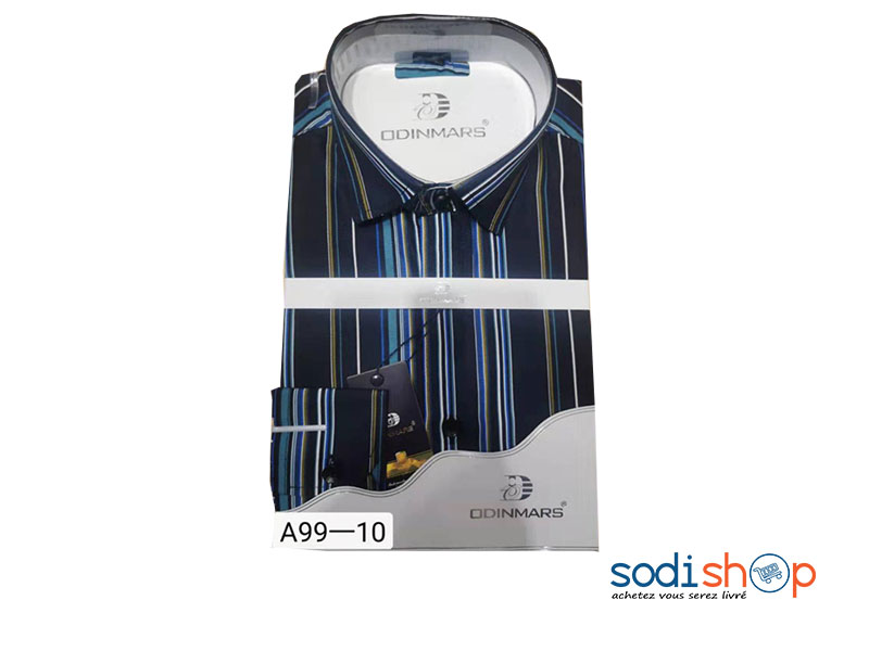 Chemise à Rayures OdinMars Haute Qualité - Couleur Noir Bleu Pour Homme BJ00100