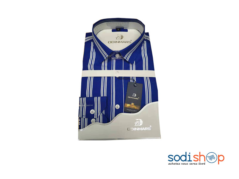 OdinMars Chemise à Rayures Pour Homme - Couleur Bleu Blanc BJ00100