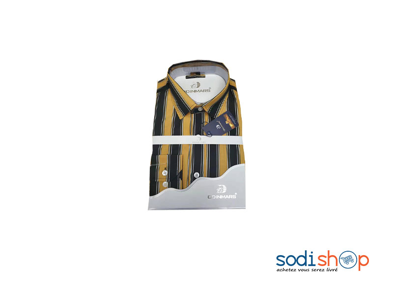OdinMars Chemise à Rayures Pour Homme - Couleur Noir Jaune BJ00100