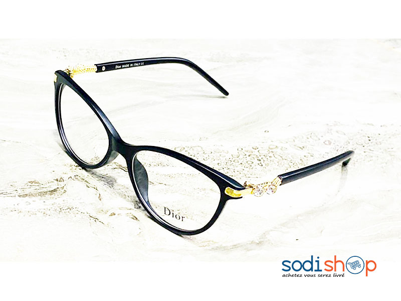 Lunette de Mode Dior Forme Arrondie - Couleur Noir Or Pour Femme DL00106