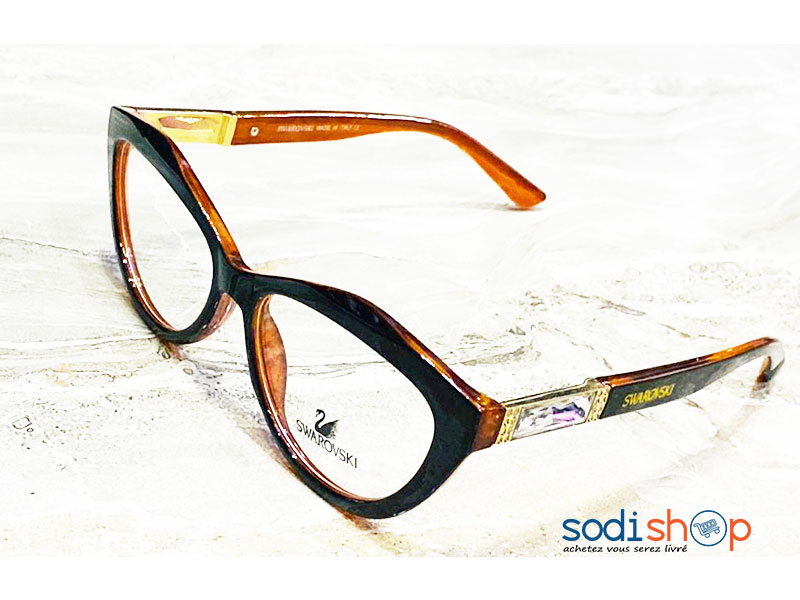 Lunette de Mode Swarovski Forme Arrondie - Couleur Marron Noir DL00106