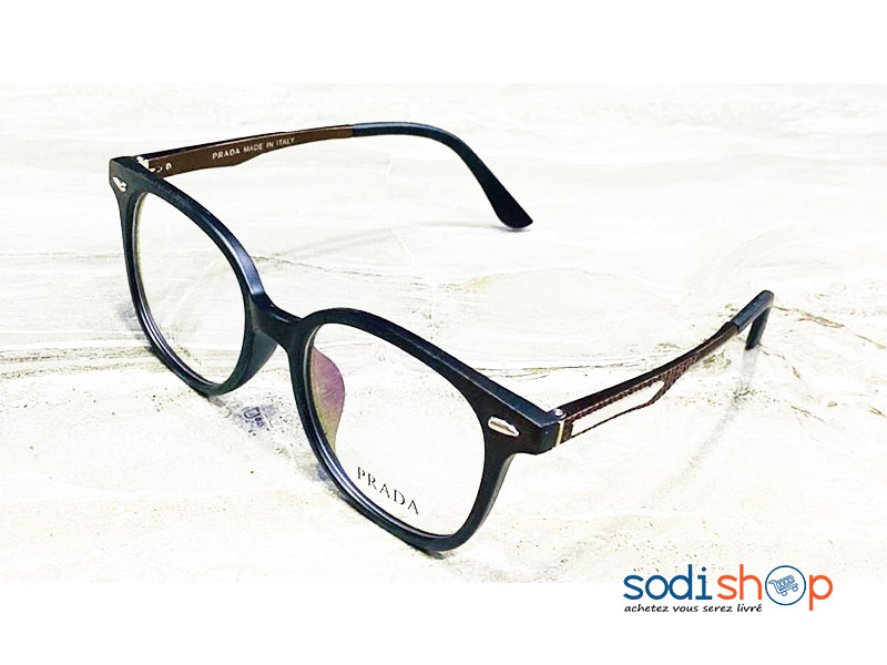 Prada Lunette Pour Homme Forme Ronde - Couleur Noir DL00106