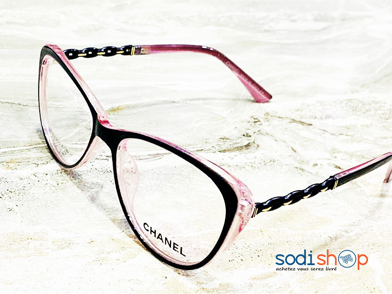 Lunette de Style Marque Channel Couleur Rose et Noire