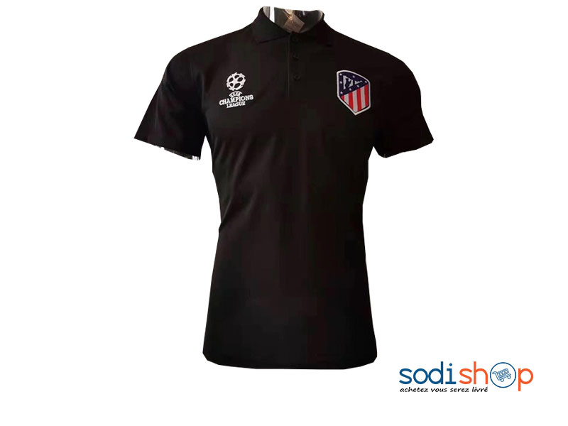 Polo Atletico Madrid Coupe Slim Haute Qualité - Couleur Noir PL0034