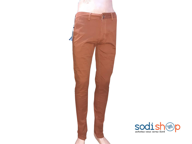 Pantalon en jeans Couleur Marron Pour Homme BJ00100