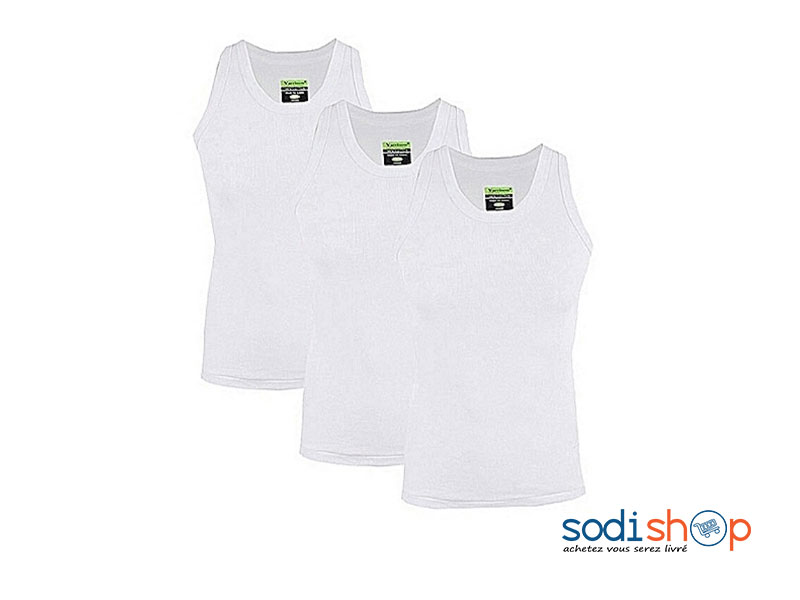 T-Shirt Blanc Débardeur Homme 100% Coton - Yarrison New Design 3 Pièces Ultra Confortables BK0072